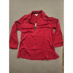 Nicole by Nicole Miller Women's XL Button Down Collared Red Shirt NWT MSRP $58.0
